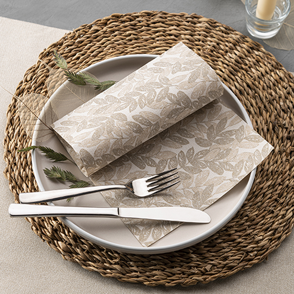 Papstar Servietten "ROYAL Collection" 1/4-Falz 40 cm x 40 cm sand "Nature"
