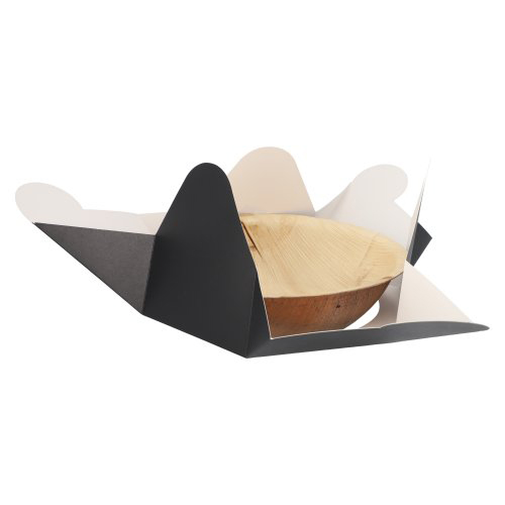 PAPSTAR Schalen, Palmblatt rund 900 ml Ø 21 cm · 6 cm natur/schwarz mit separ