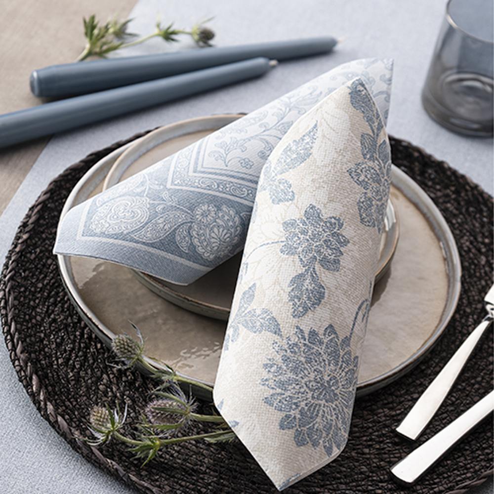 PAPSTAR Servietten ROYAL Collection 1/4-Falz 40 cm x 40 cm arktikblau Orn