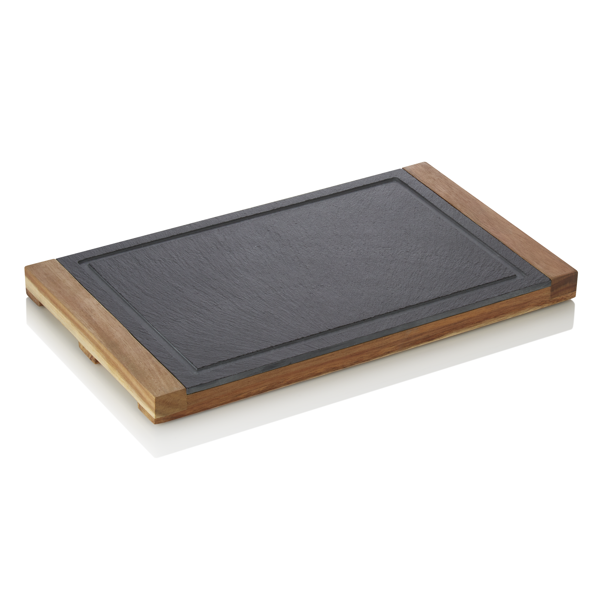 WAS Servierbrett SLATE & SERVE, 35 x 20 x 2,5 cm, Akazienholz, Schiefer