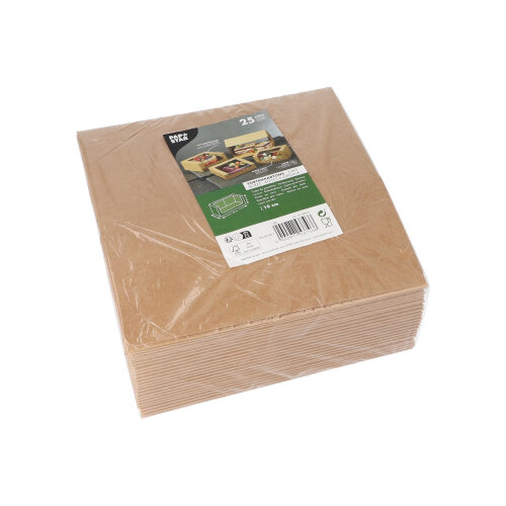PAPSTAR Tortenkartons mit Deckel eckig 10 cm x 22 cm x 12 cm mit Sichtfenster