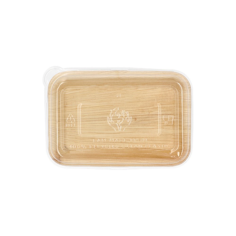 PAPSTAR Schalen, Palmblatt eckig 200 ml 4,8 cm x 12 cm x 18 cm mit rPET Decke