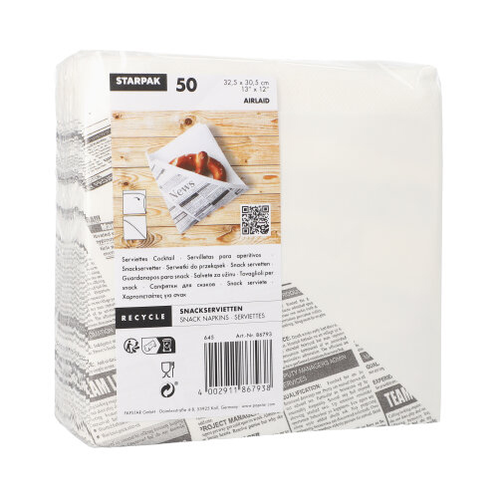 PAPSTAR Snackservietten, stoffähnlich, Airlaid 1/4-Falz 32,5 cm x 30,5 cm wei
