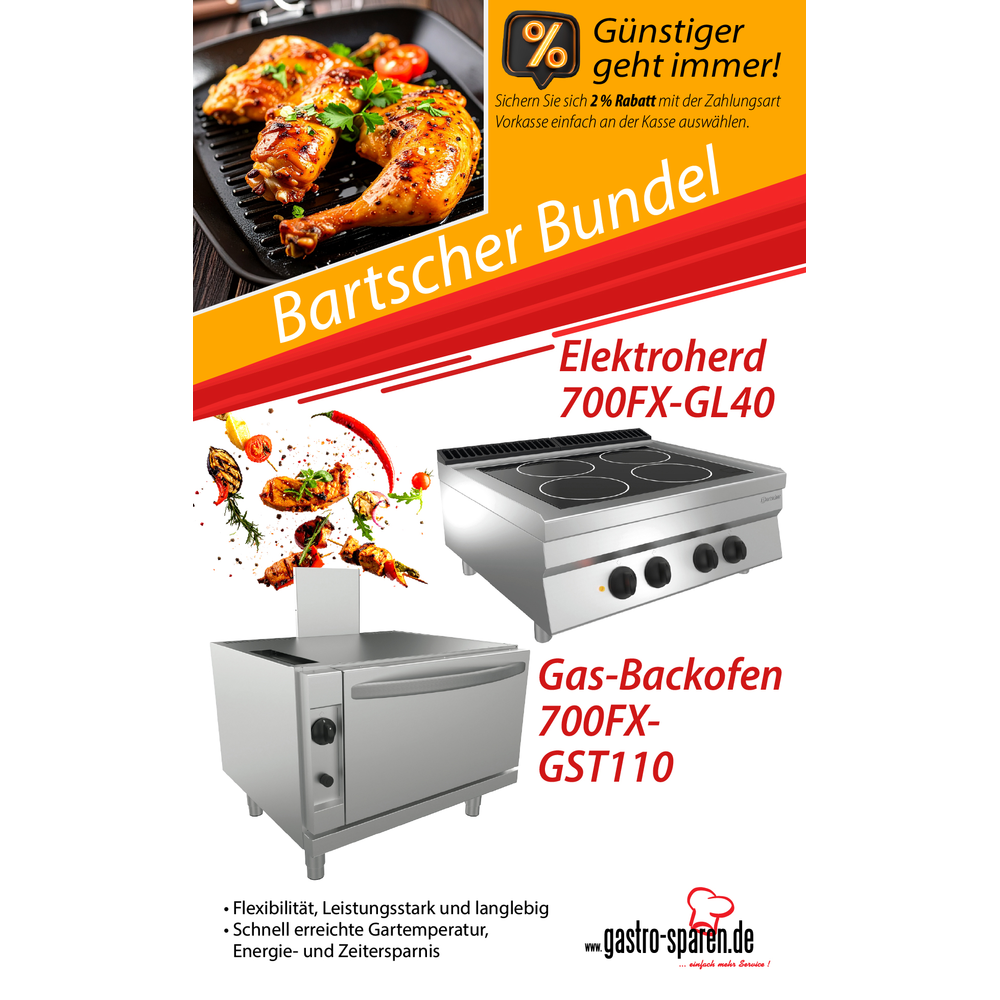 Bartscher Bundel Elektro Ceranherd mit Gasbackofen
