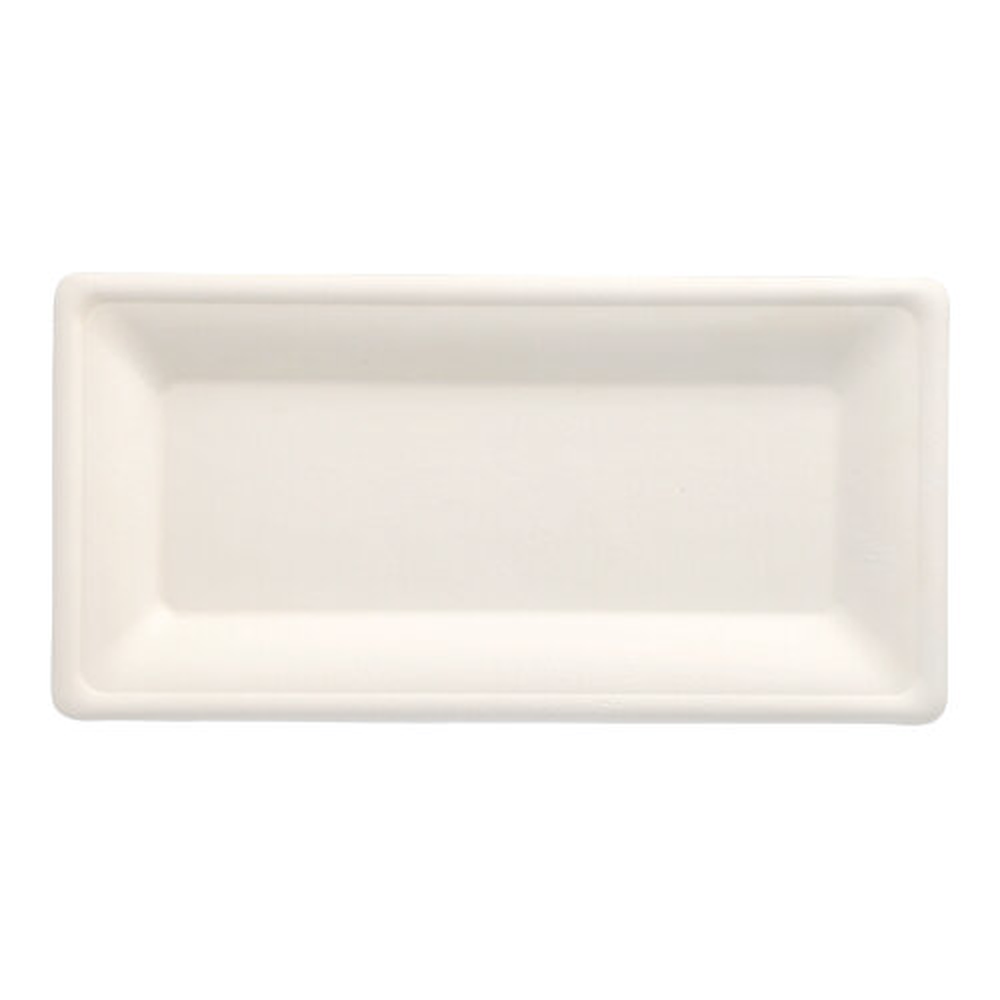 Papstar Teller, Zuckerrohr "pure" eckig 13 cm x 26 cm weiss