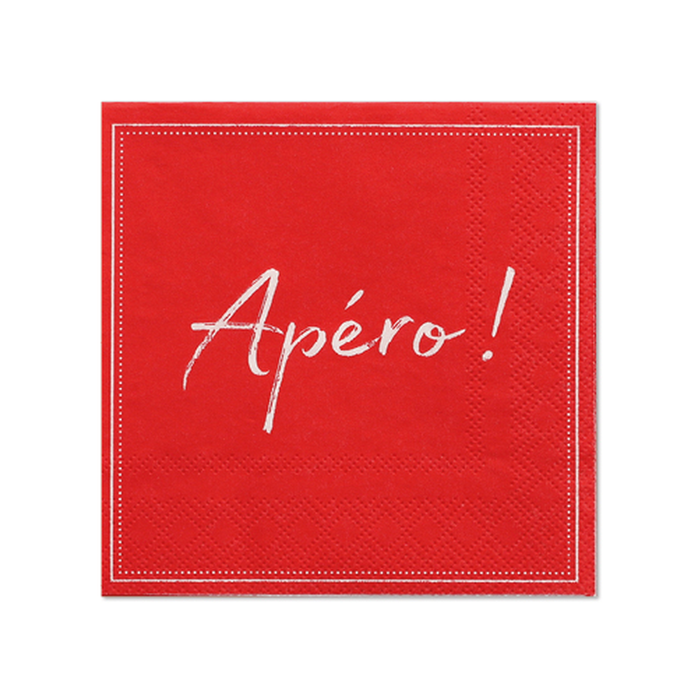 Papstar Servietten, 3-lagig 1/4-Falz 25 cm x 25 cm rot "Apero"