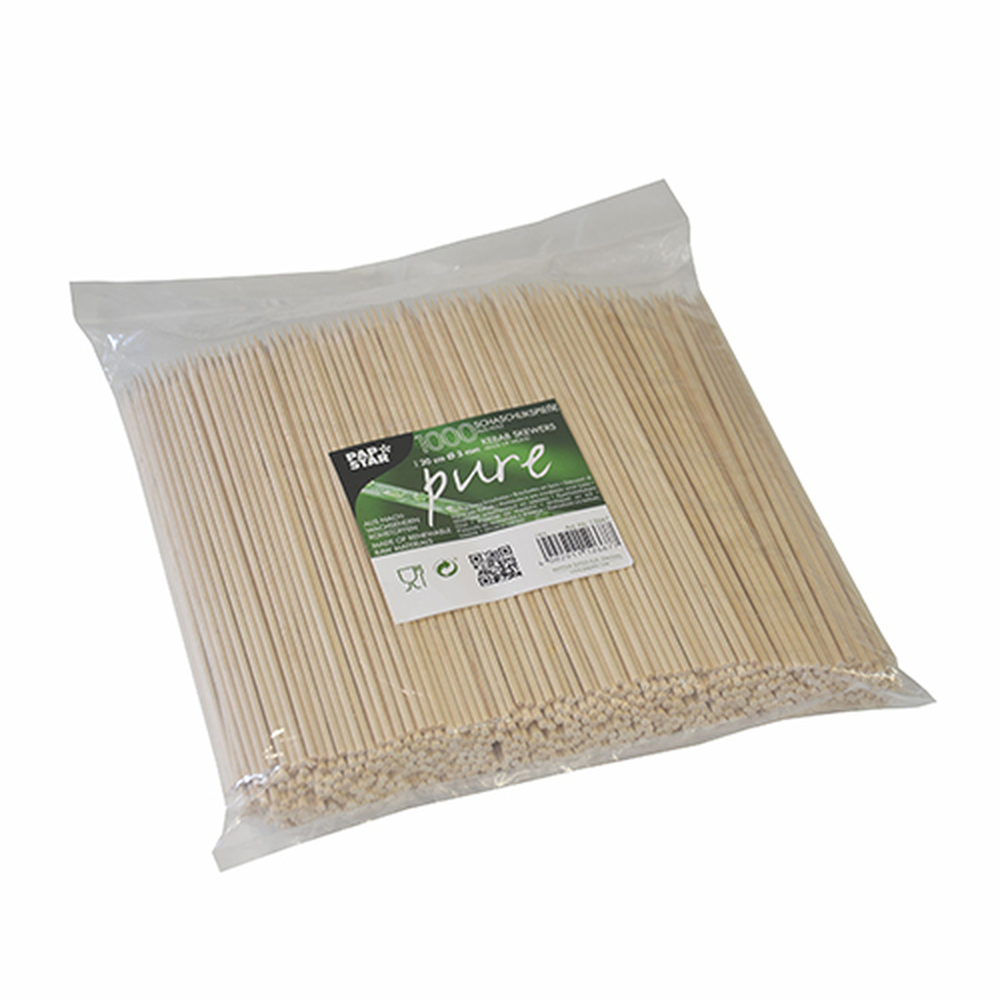 Papstar Schaschlikspieße, Holz "pure" Ø 3 mm · 20 cm