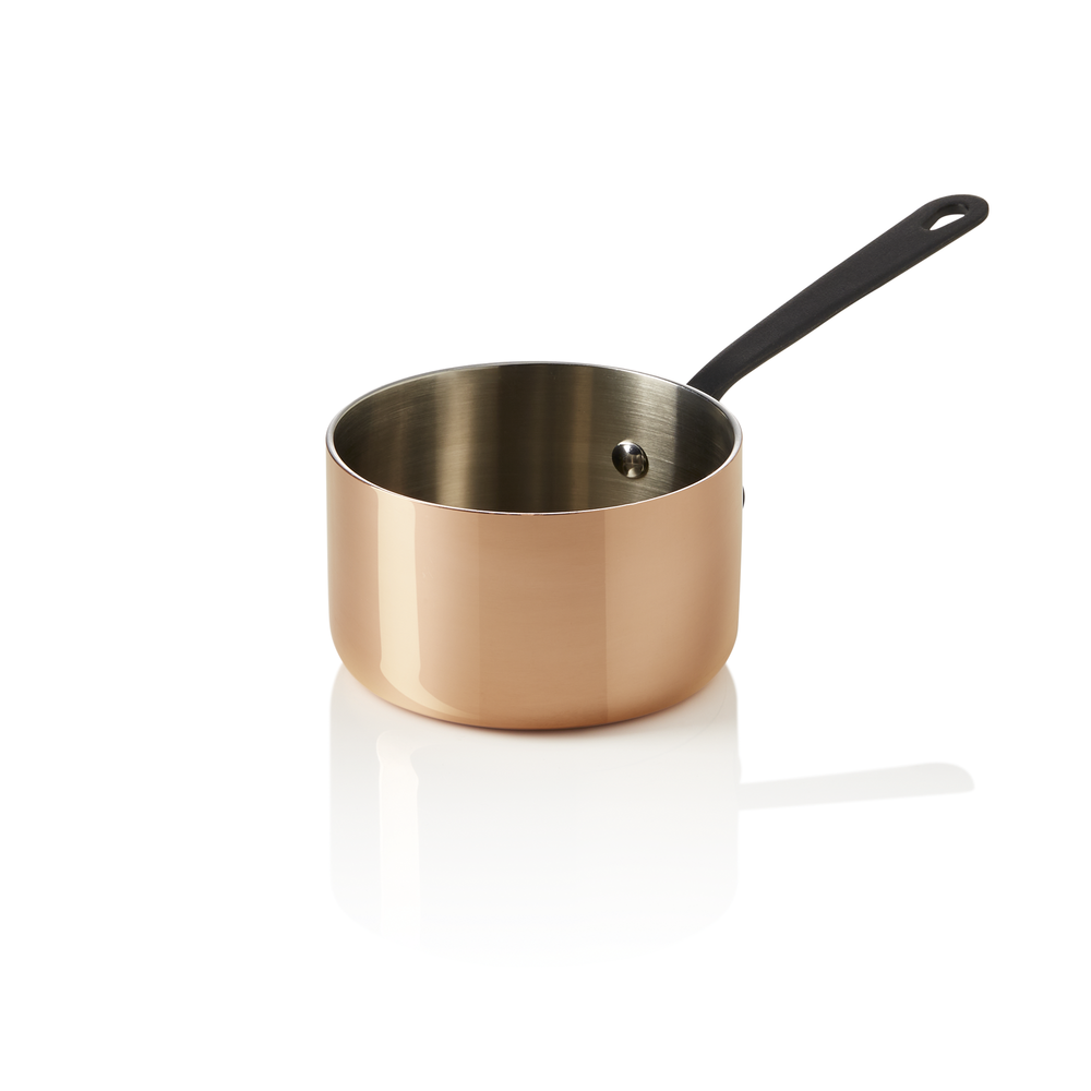 WAS Mini Servierkasserolle MINI COPPER 3PLY mit schwarzem Griff, Ø 10 cm, 460 ml