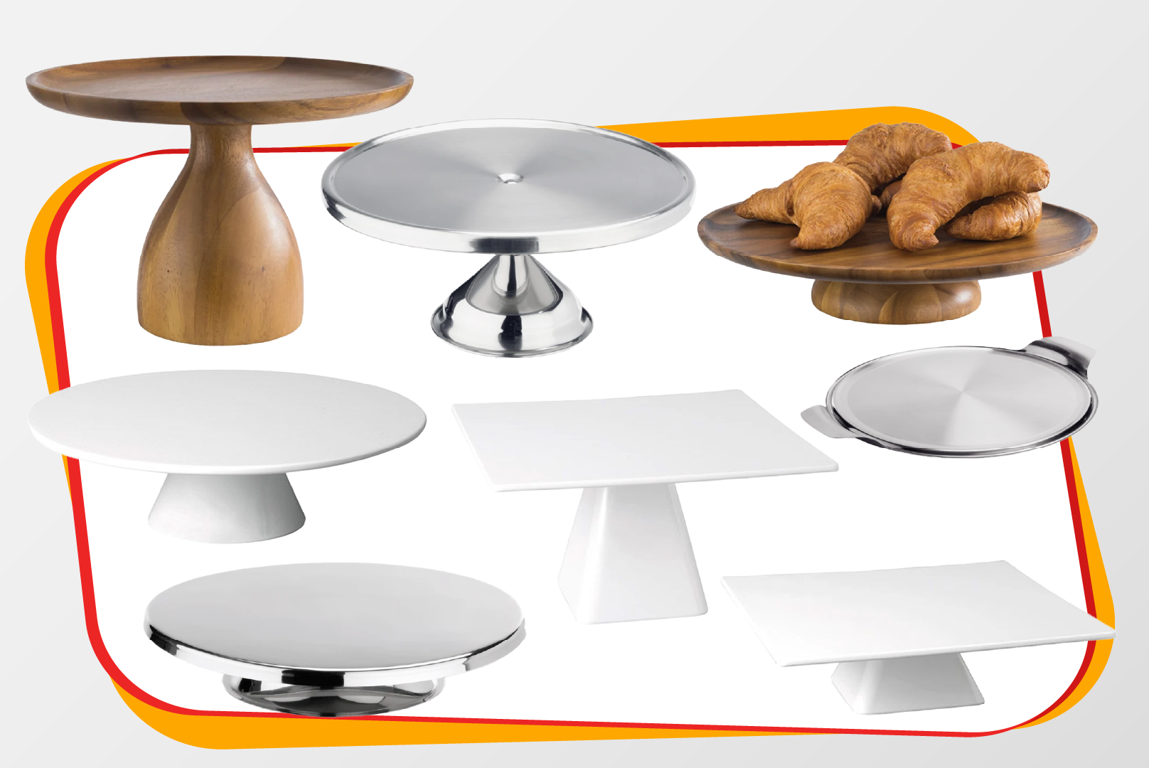 tortenständer, kuchenständer, holz, metall, platte