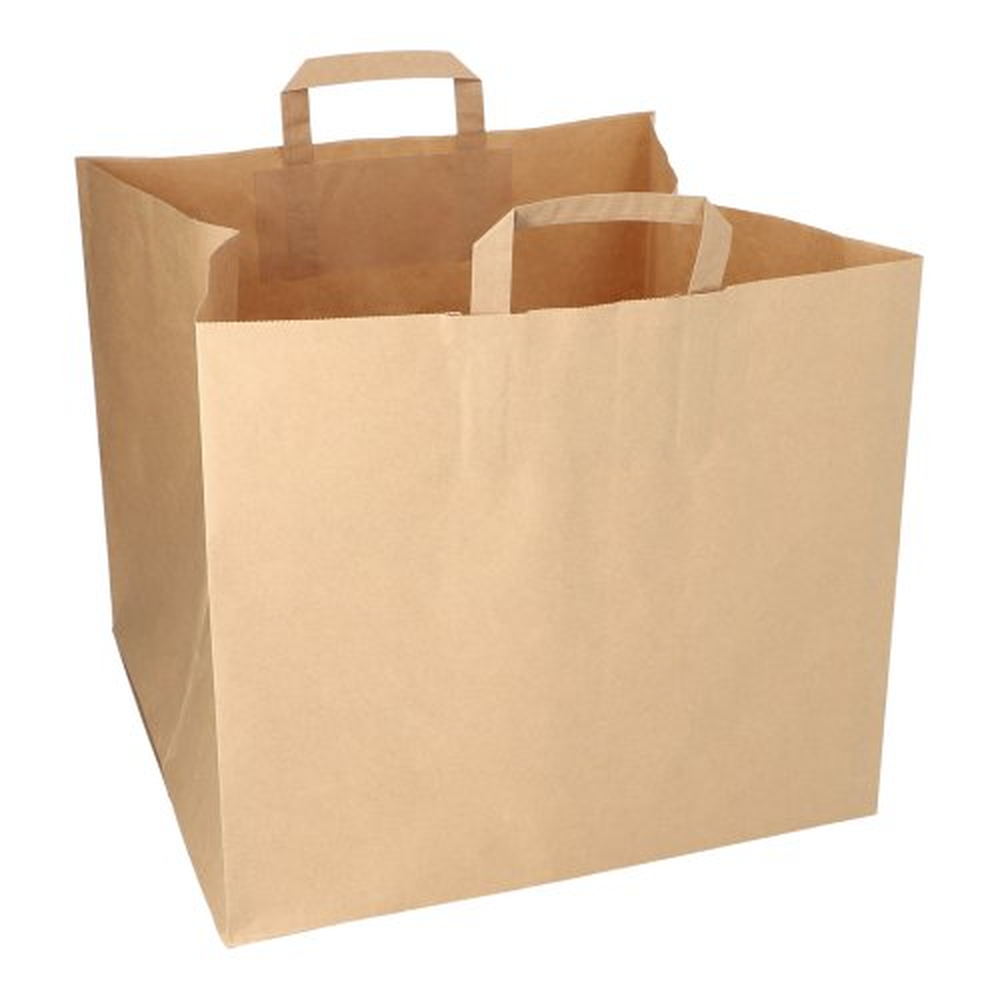 Papstar Tragetaschen, Papier XXL 33 cm x 37 cm x 34,5 cm braun mit Tragegriff