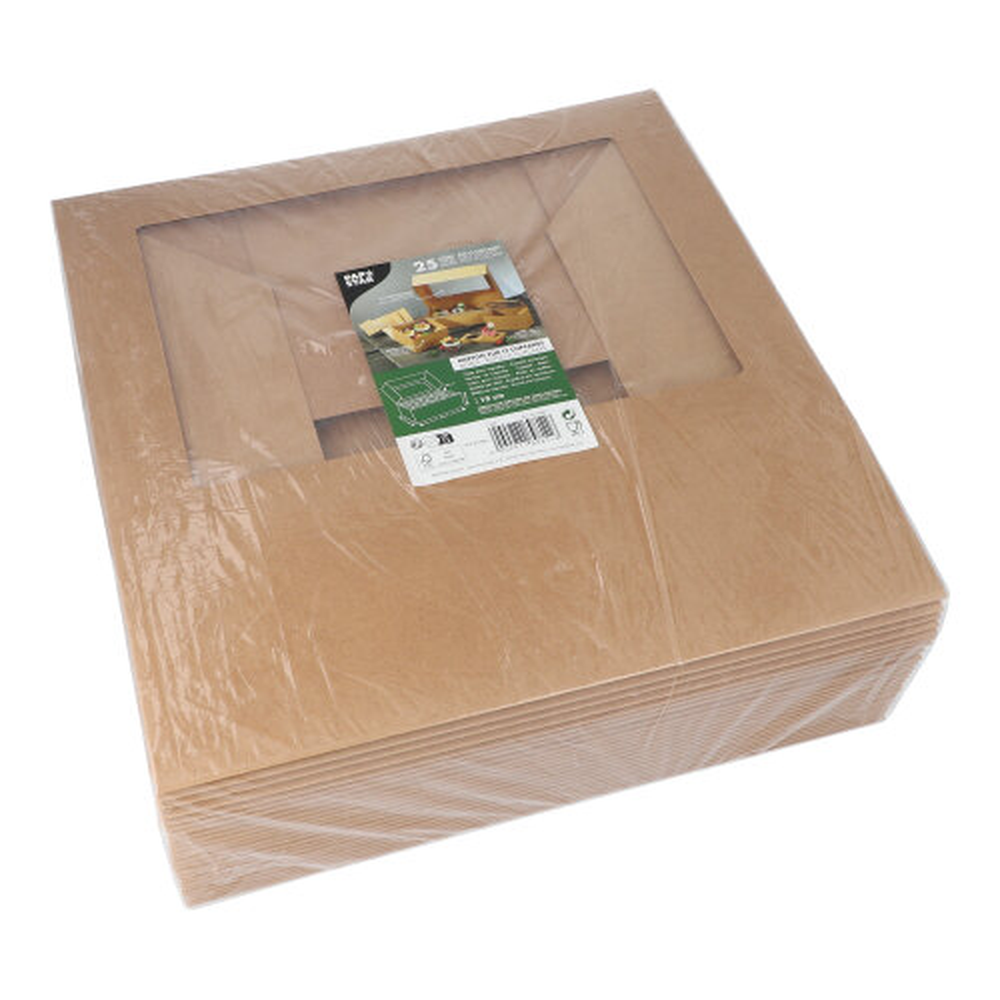 Papstar Cupcake-Kartons eckig 10 cm x 35 cm x 27 cm mit Sichtfenster aus PLA