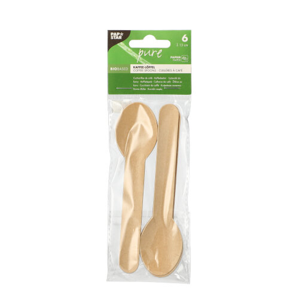 Papstar Kaffeelöffel, Papier "pure" 13 cm natur