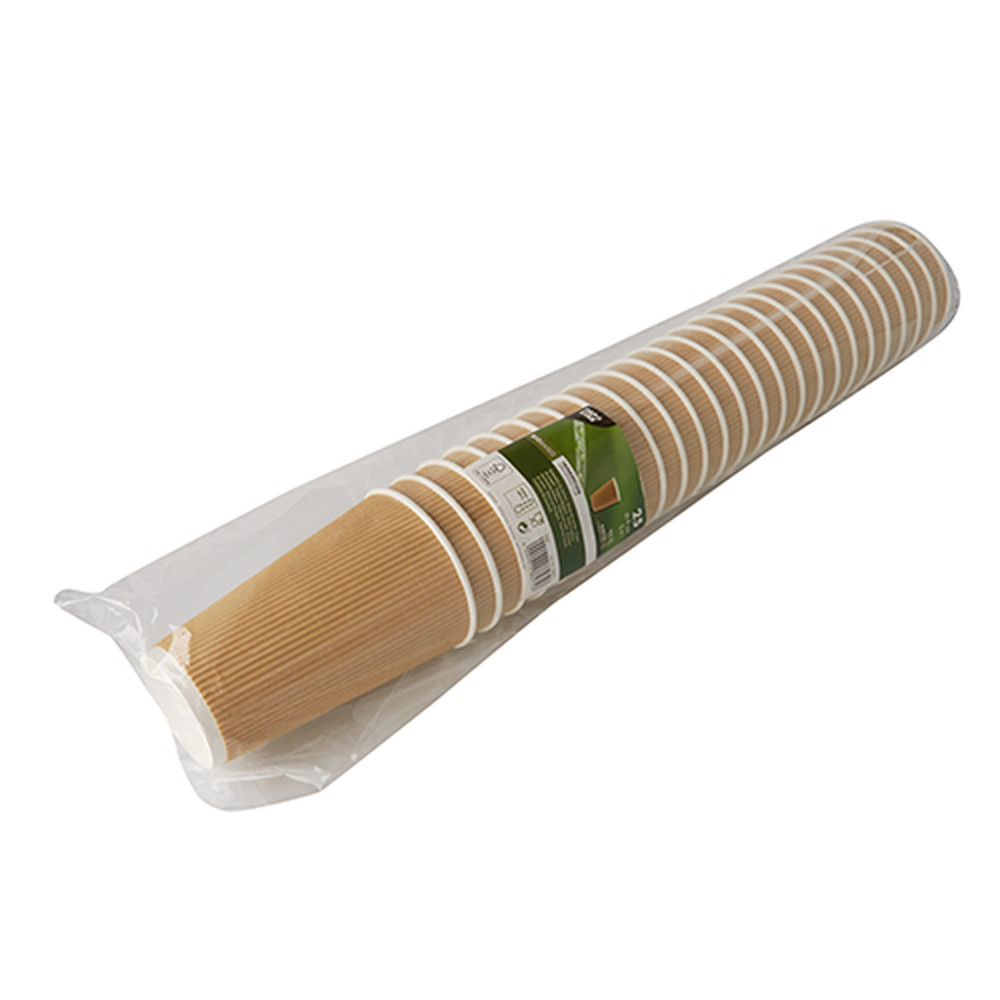 Papstar Trinkbecher, Pappe 0,2 l Ø 8 cm · 9 cm natur Ripple Wall