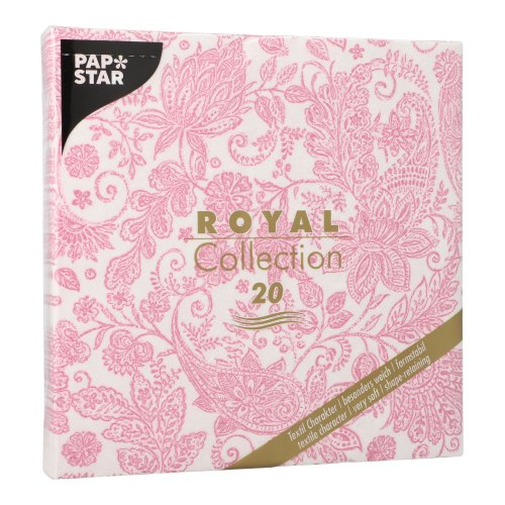 Papstar Servietten "ROYAL Collection" 1/4-Falz 40 cm x 40 cm fuchsia "Paisley"