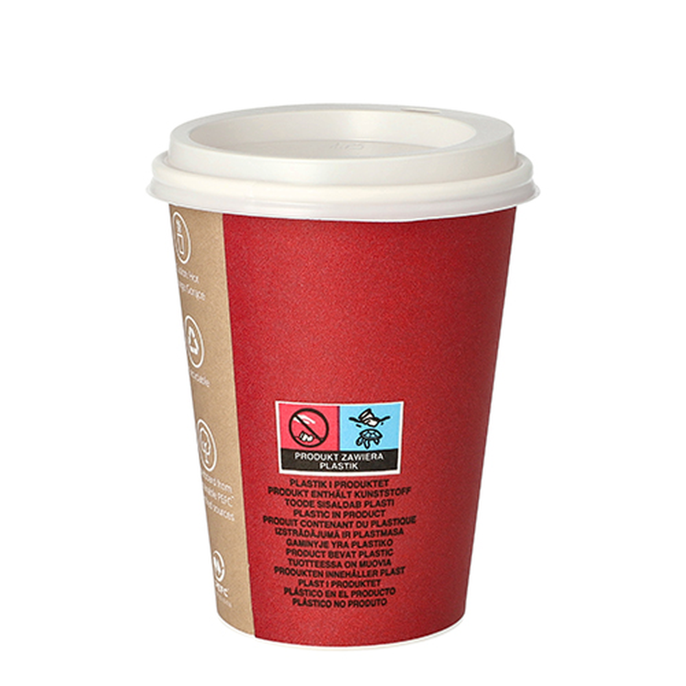 Papstar Trinkbecher, Pappe mit Deckel, PS "To Go" 0,3 l Ø 9 cm · 11,1 cm