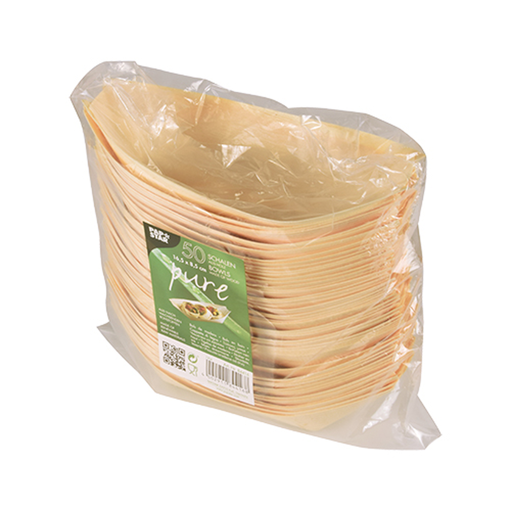 Papstar Fingerfood - Schalen, Holz "pure" 16,5 cm x 8,5 cm "Schiffchen"