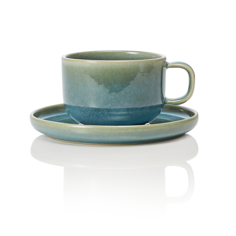 WAS Ober- und Untertasse Set ROCKZZERO, 220 ml, Set á 6 Stück, myrtle green, Ste