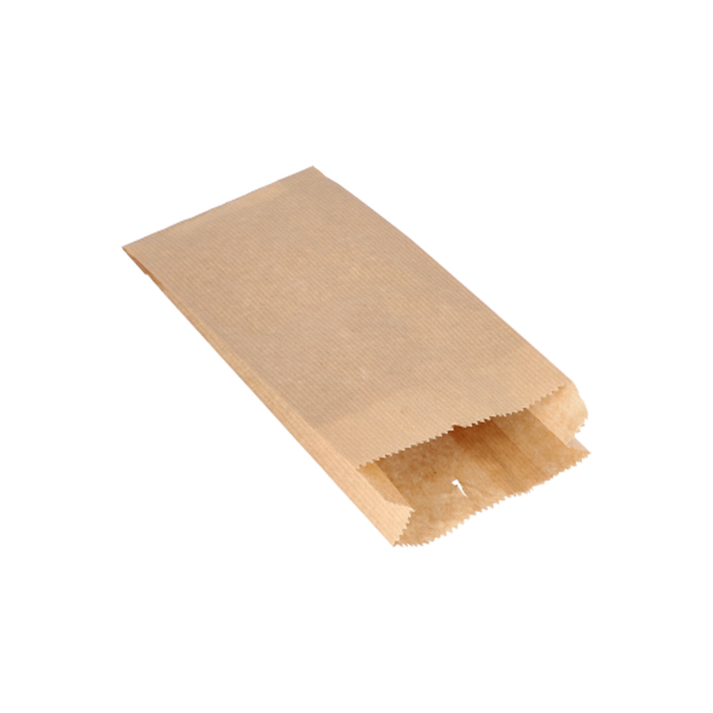PAPSTAR Papierfaltenbeutel gefädelt Kraftpapier 21 cm x 10 cm x 5 cm braun