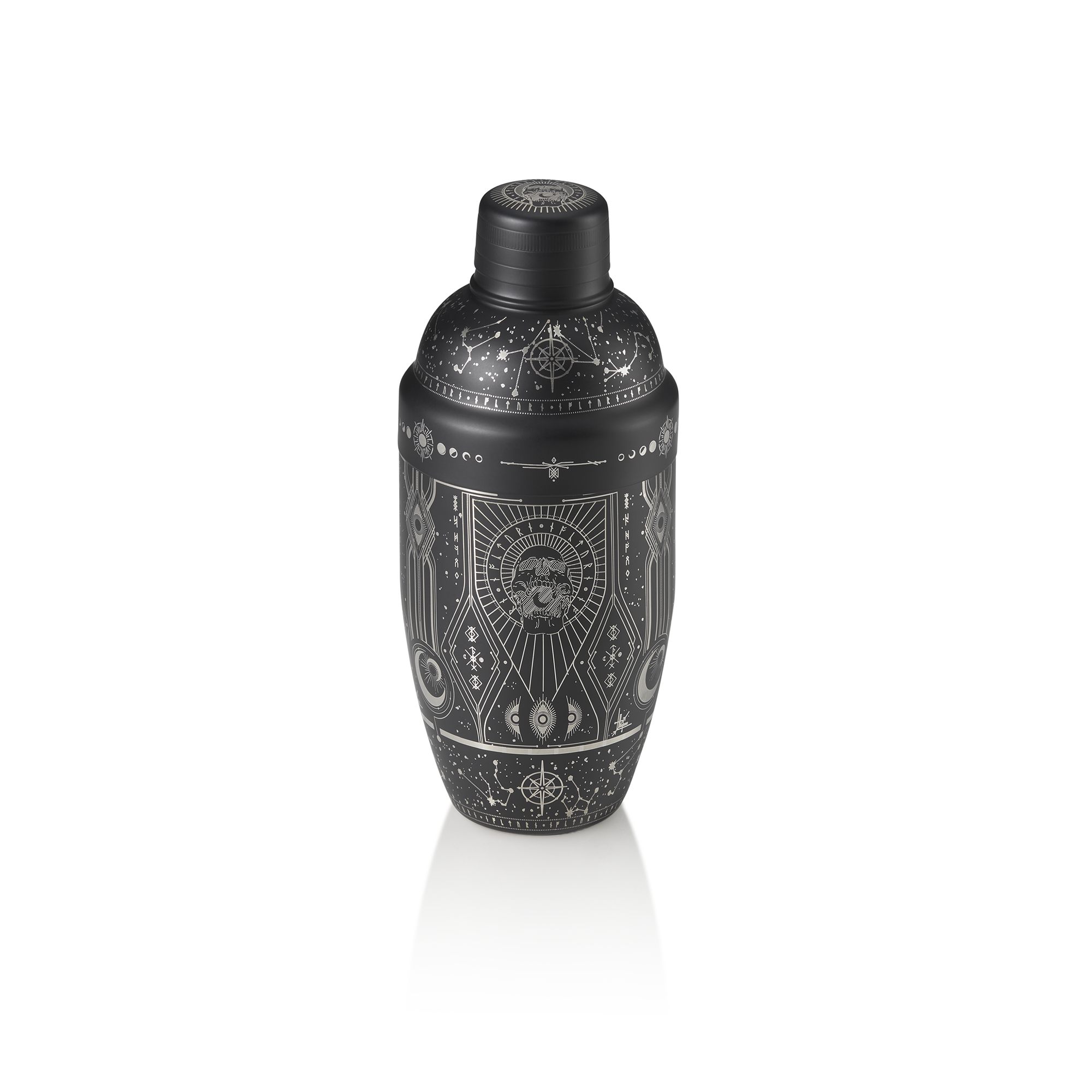 WAS Shaker Tattoo NOCTURN, 0,5 ltr., Ø 8,5 cm, schwarz, gold, Chromnickelstahl 1