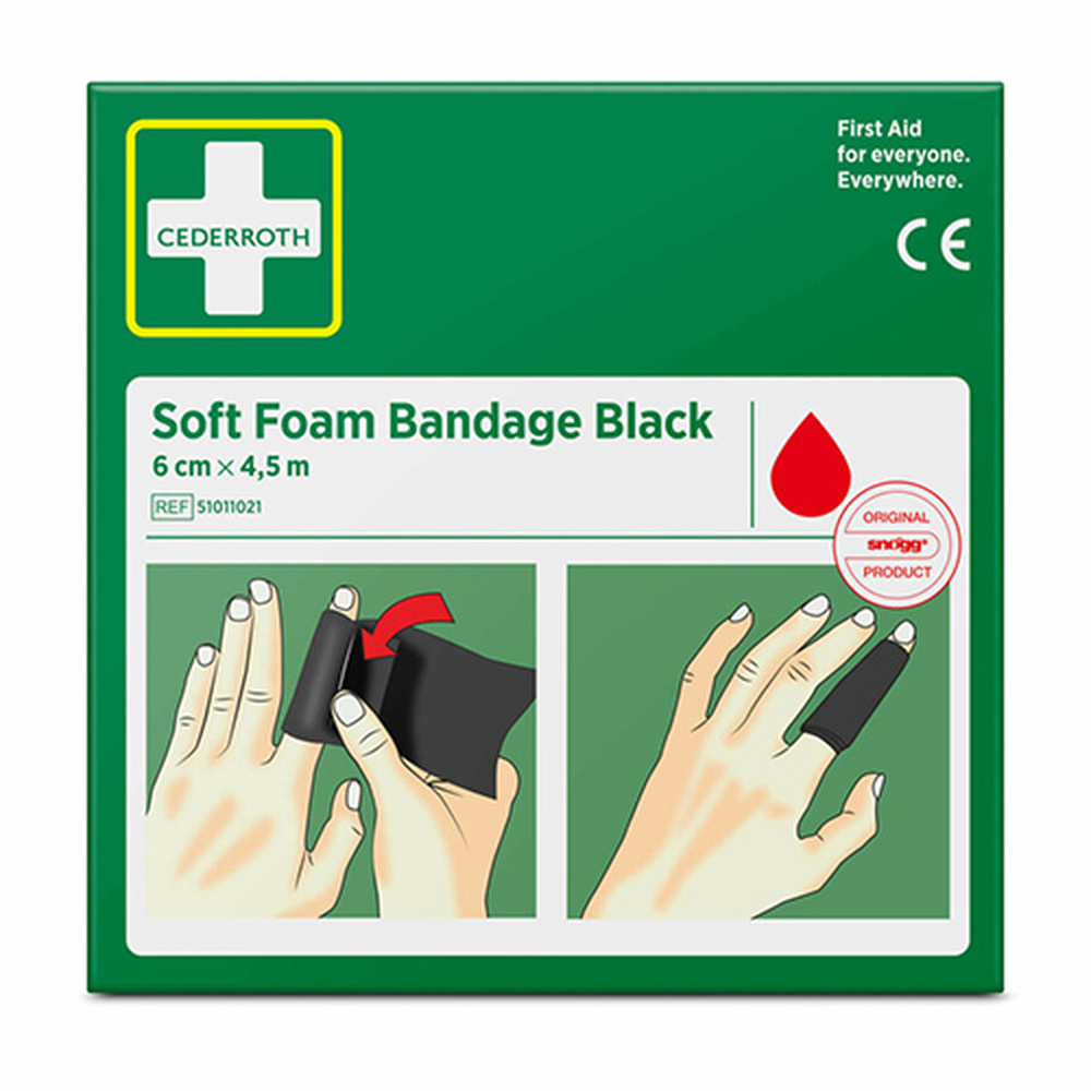 Papstar "Cederroth" Soft Foam Bandage 4,5 m x 6 cm schwarz , Refill