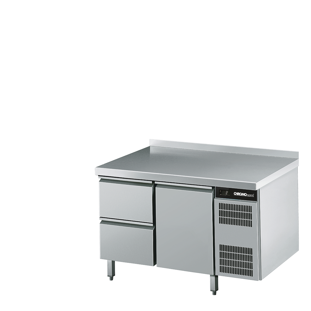 Chromonorm Kühltisch GN 1/1, 2 TürZüge 1/2, 1 Tür - 1250x700x850 mm