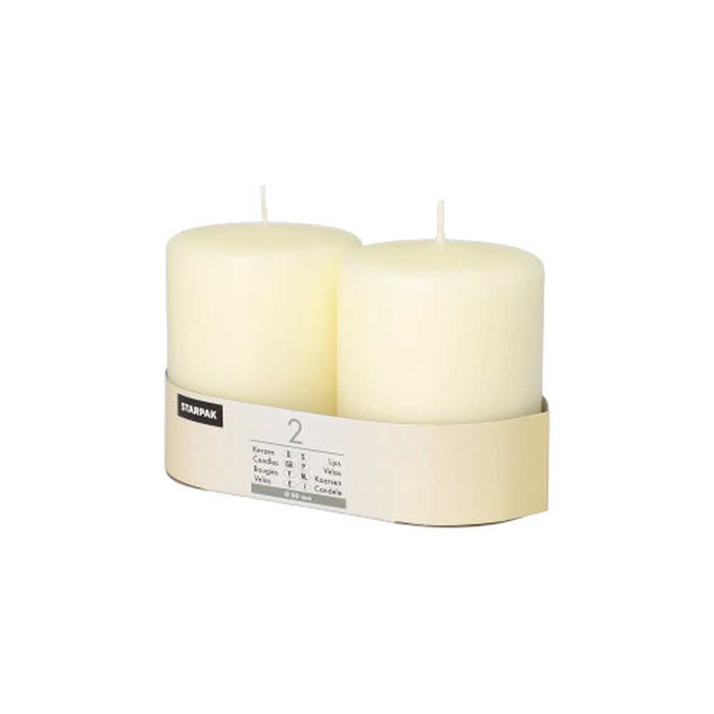 Papstar Stumpenkerzen Ø 80 mm · 100 mm elfenbein "Ivory" mit Flachkopf