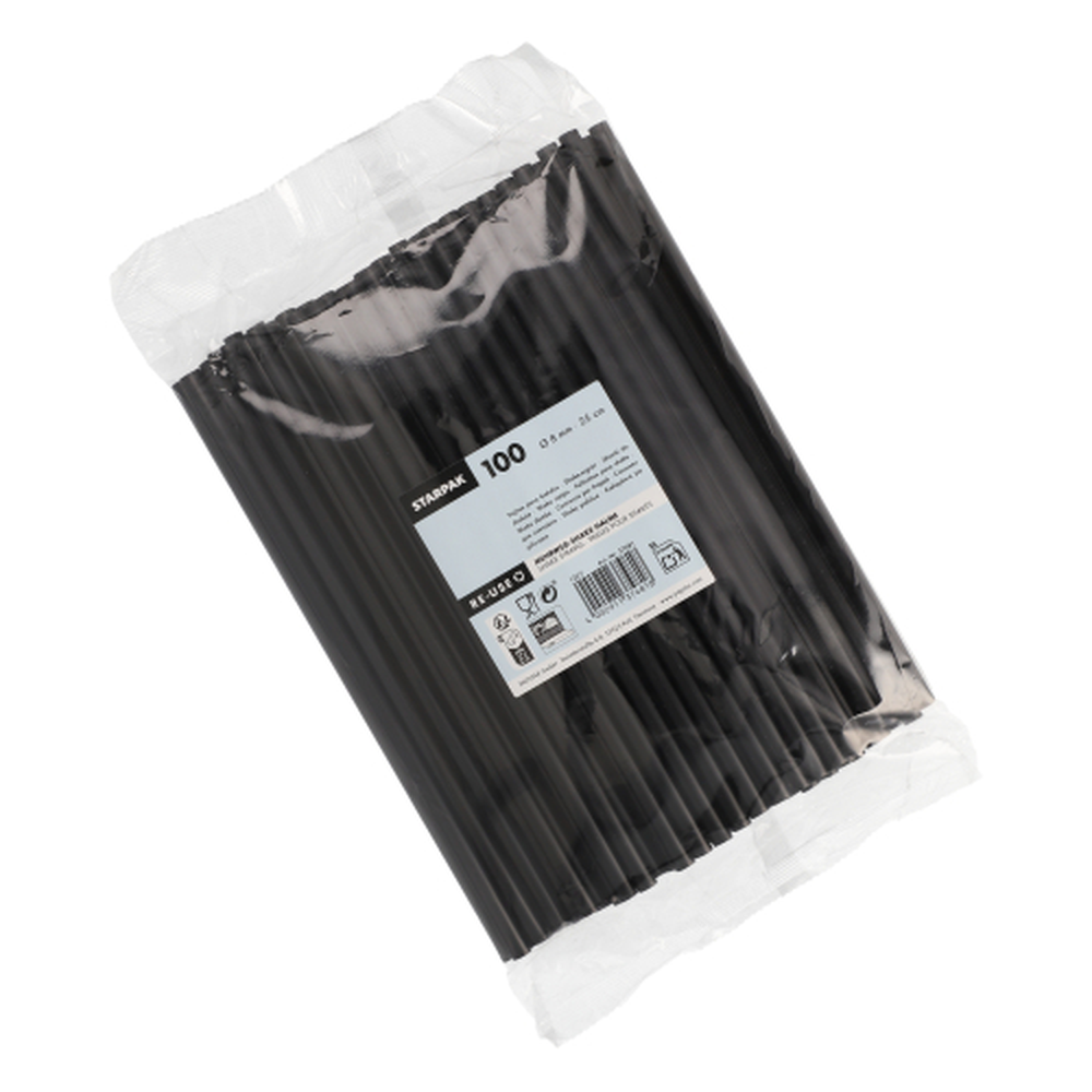 Papstar Mehrweg-Shake-Halme PP Ø 8 mm · 25 cm schwarz