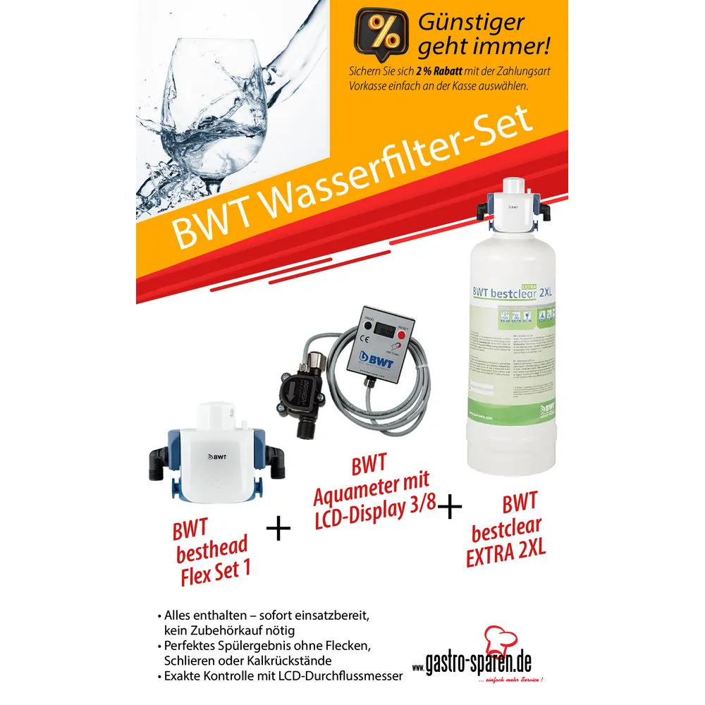 BWT Wasserfilter-Set bestclear Vollentsalzung EXTRA 2XL Filter + Filterkopfset 