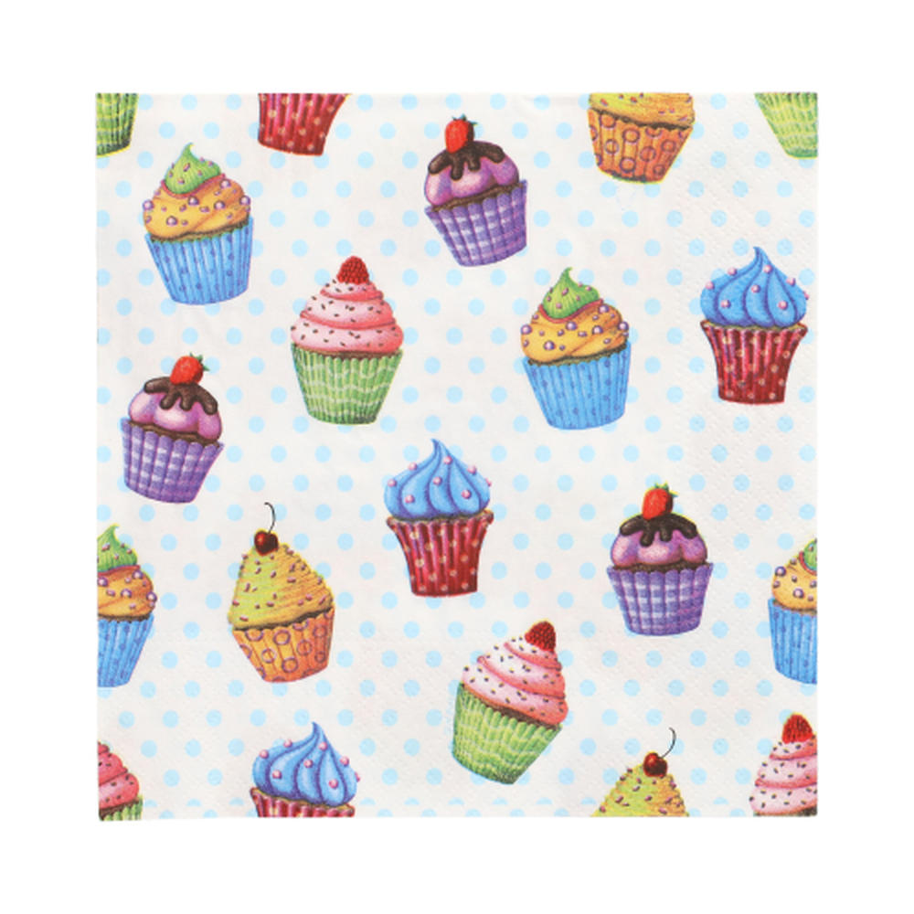 Papstar Servietten, 3-lagig 1/4-Falz 33 cm x 33 cm "Cupcakes"