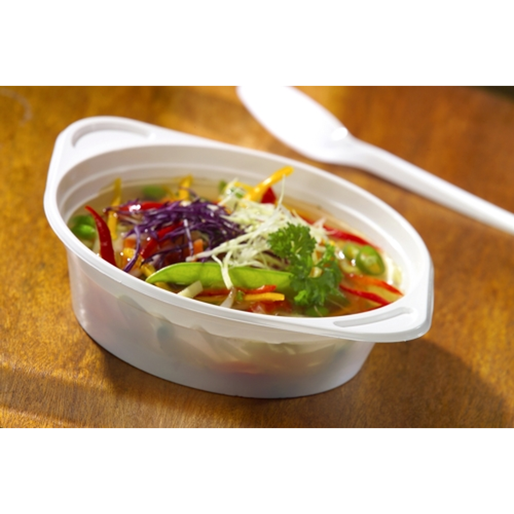 Papstar Suppenschalen, PP rund 500 ml Ø 15,6 cm · 4,5 cm weiss mit Anfasser
