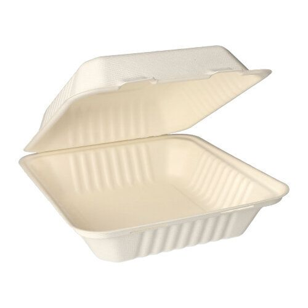 Papstar Menüboxen, Zuckerrohr "pure" ungeteilt 7,7 cm x 20 cm x 22 cm weiss