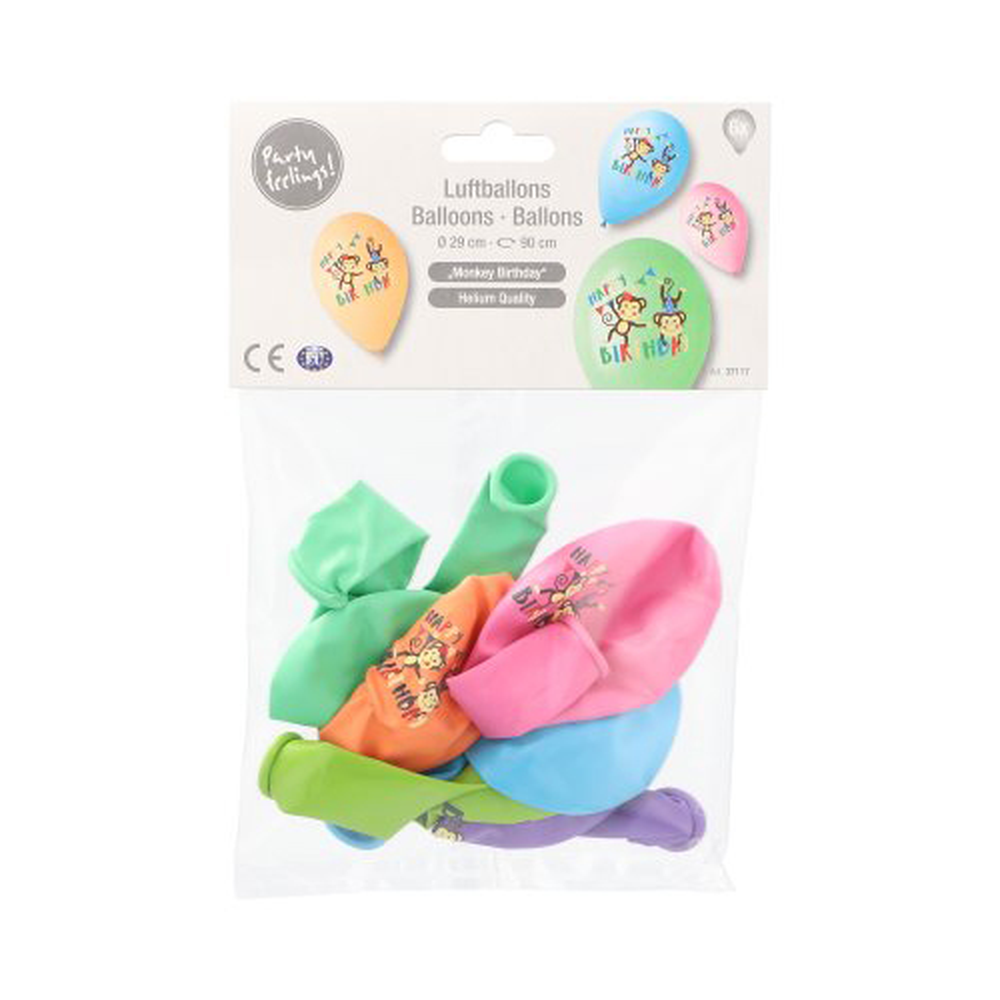 Papstar Luftballons Ø 29 cm farbig sortiert "Monkey Birthday"