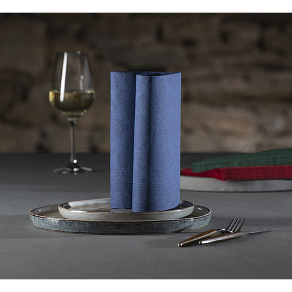 PAPSTAR Servietten ROYAL Collection 1/4-Falz 40 cm x 40 cm dunkelblau Ara