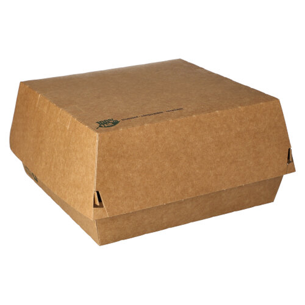 PAPSTAR Burgerboxen, Pappe 8,5 cm x 15,5 cm x 15,5 cm braun 100% Fair extra