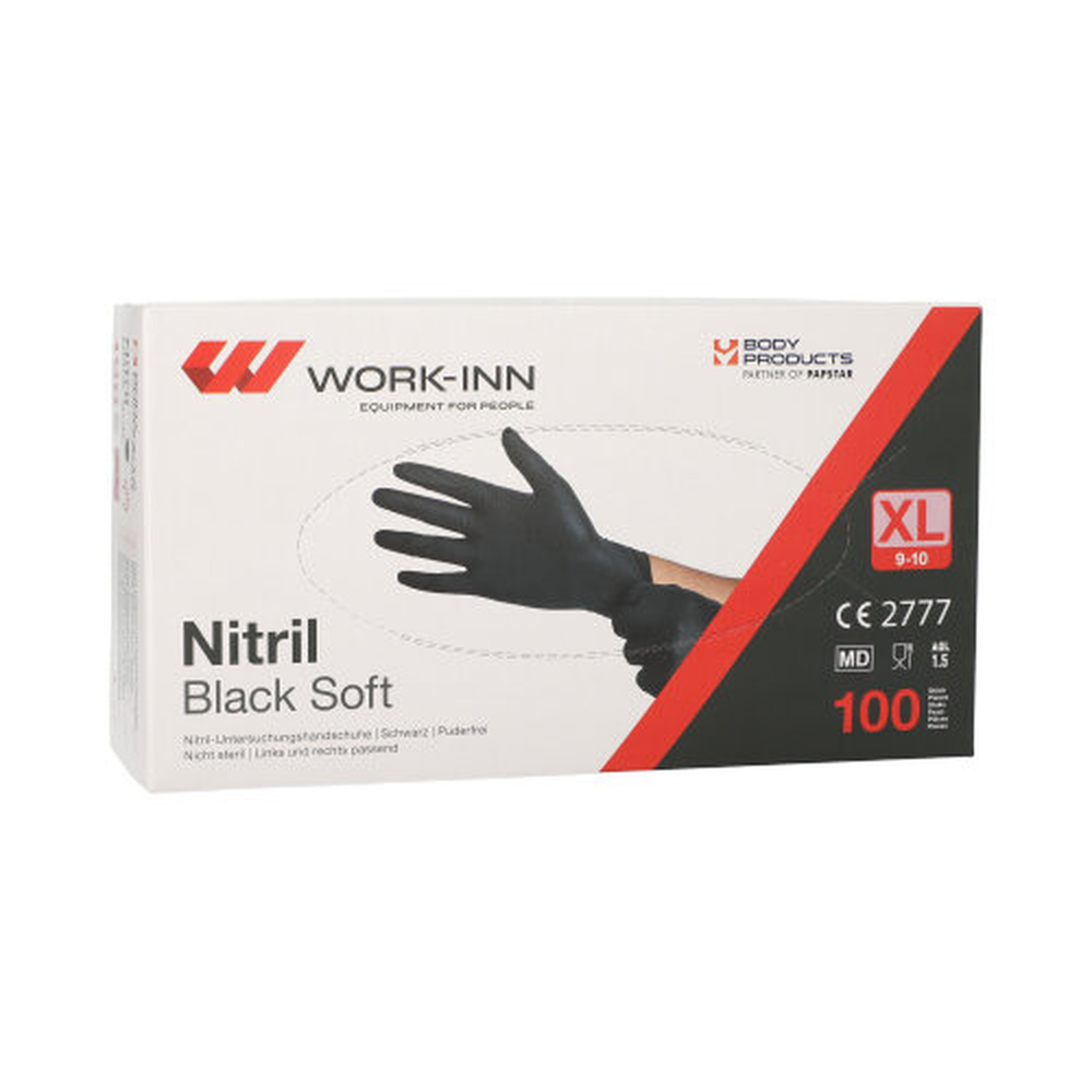 PAPSTAR WORK-INN/PS Handschuhe, Nitril puderfrei Black Soft schwarz Grö