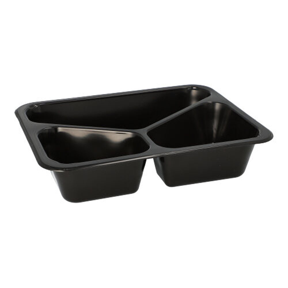 Papstar Mehrweg-Menüschalen PP 3-geteilt 4,5 cm x 22,7 cm x 17,8 cm schwarz