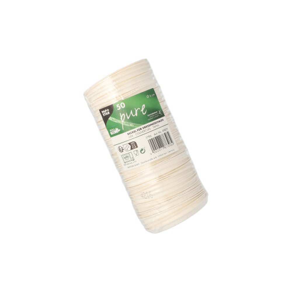 Papstar Deckel für Dressingschalen Zuckerrohr "pure" rund Ø 6 cm weiss