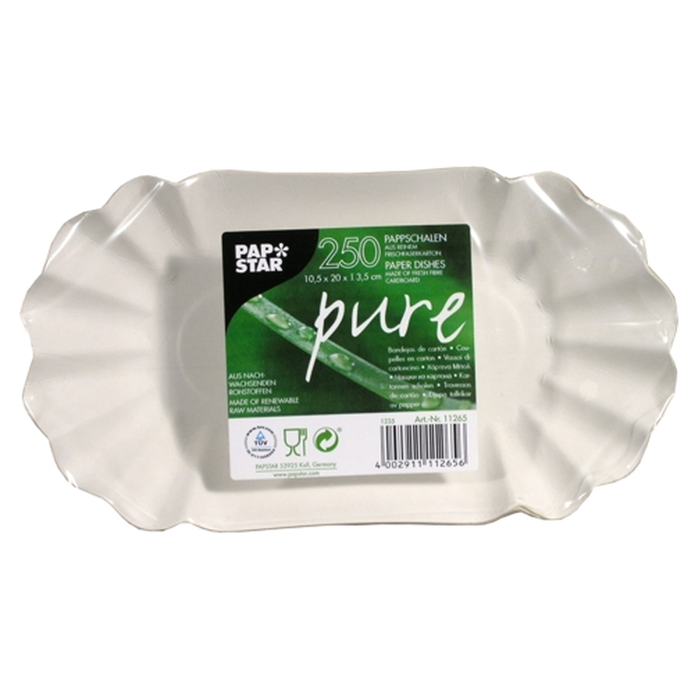 Papstar Schalen, Pappe "pure" oval 10,5 cm x 20 cm x 3,5 cm weiss