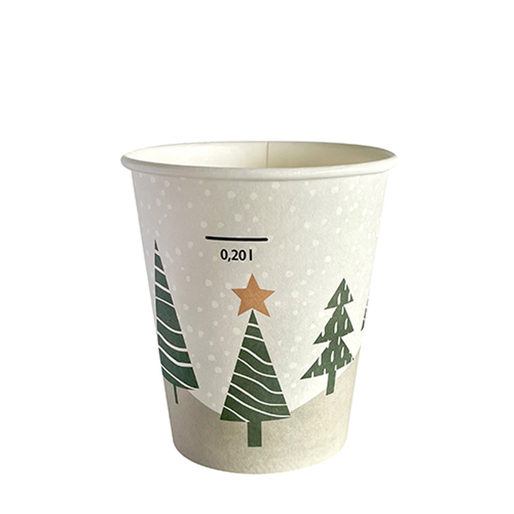 Papstar Trinkbecher, Pappe "To Go" 0,2 l Ø 8 cm · 9,1 cm "Winter Forest"