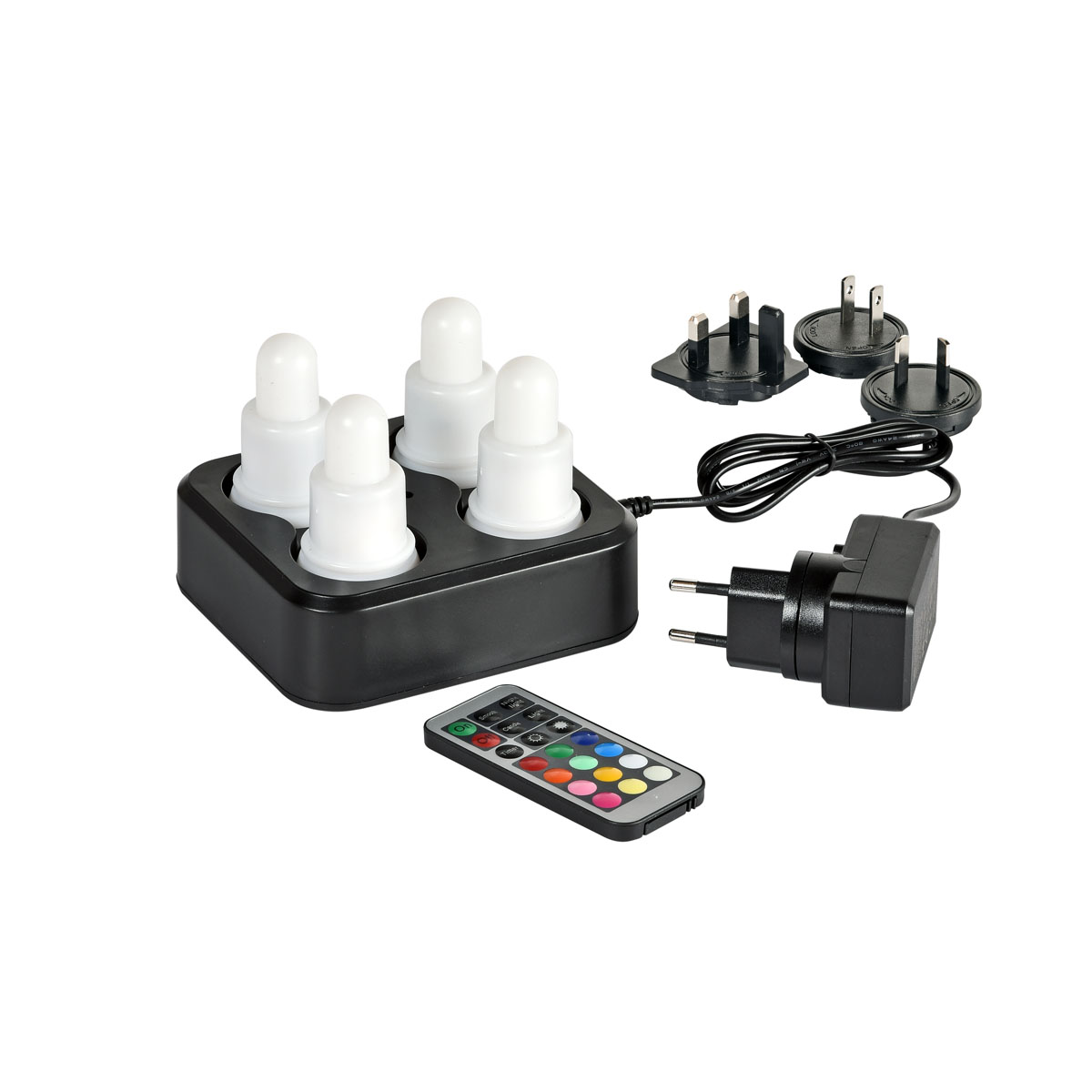 Duni LED Sets wiederaufladbar 4er 70 x Ø 40 mm warm white & multicolour