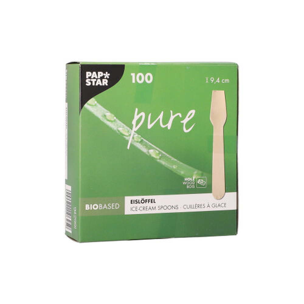 Papstar Eislöffel, Holz "pure" 9,4 cm