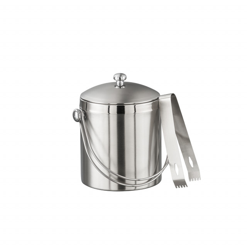 APS Eiseimer-Set mit Eiszange Ø 12 cm, H: 14 cm, 1 Liter , 18/8 Edelstahl