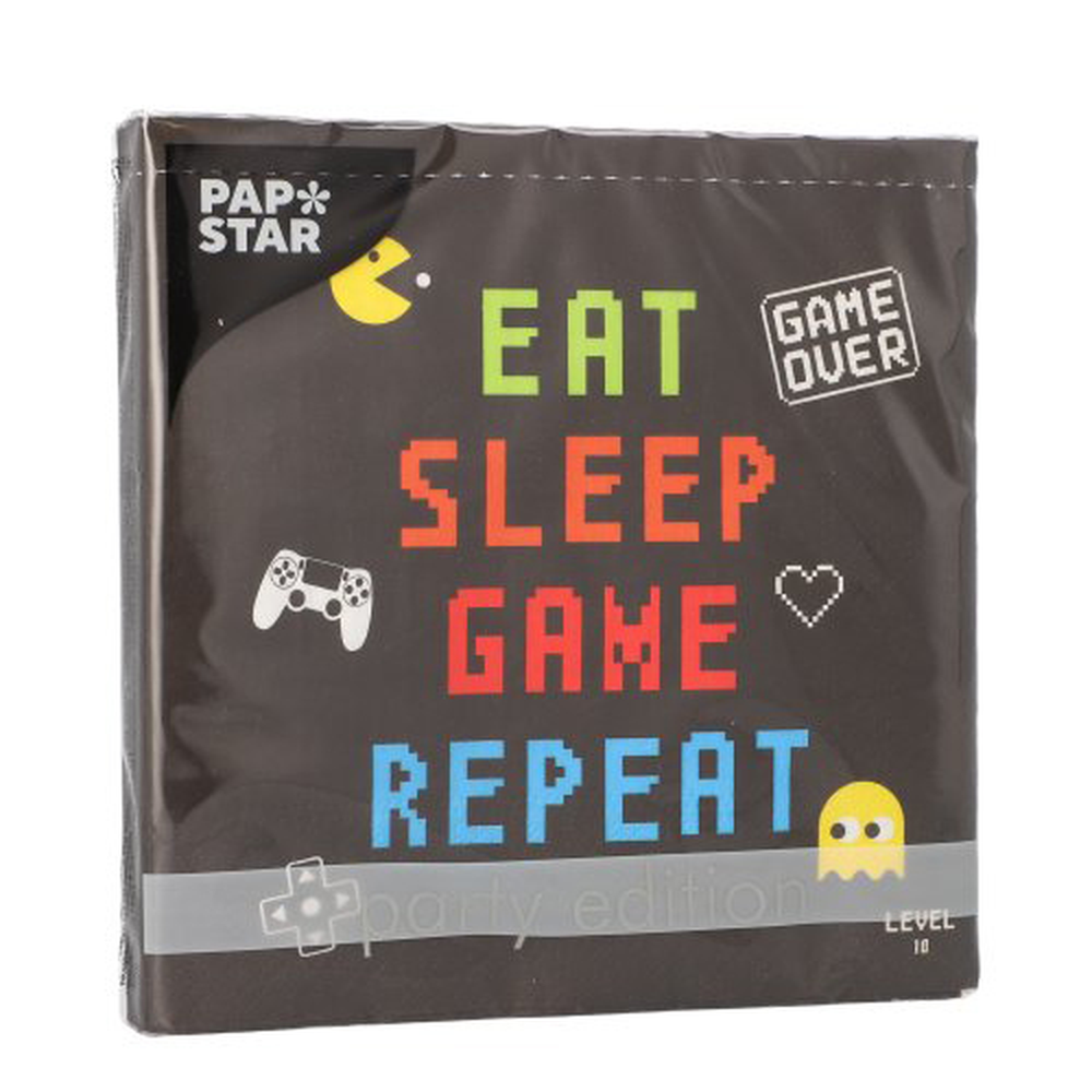 Papstar Servietten, 3-lagig 1/4-Falz 33 cm x 33 cm "Gamer"