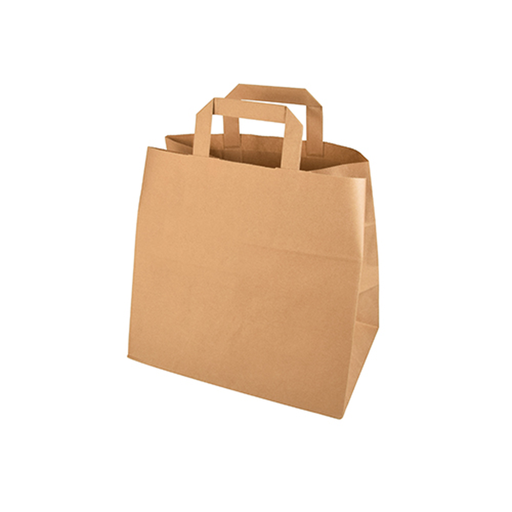 Papstar Tragetaschen, Papier 25 cm x 26 cm x 17 cm braun mit Tragegriff