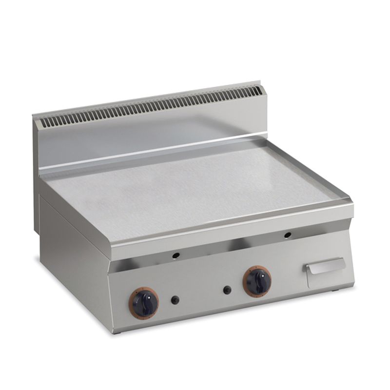 KBS Gas Grillplatte glatt aus Edelstahl Fläche 796x555mm 2 Heizzonen Tischgerät
