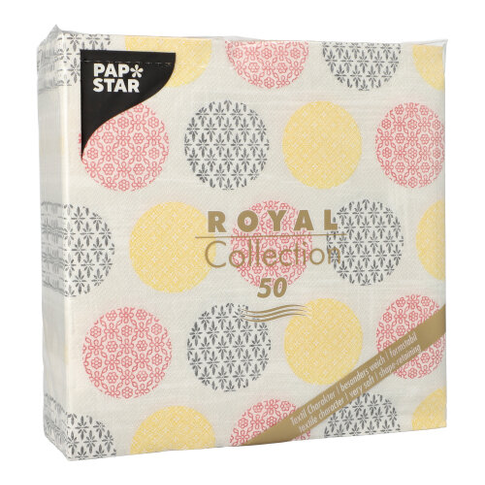 Papstar Servietten "ROYAL Collection" 1/4-Falz 40 cm x 40 cm gelb/rot "Rococo"