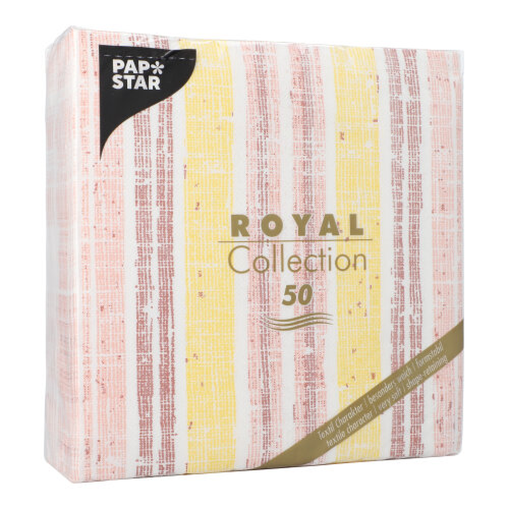 Papstar Servietten "ROYAL Collection" 1/4-Falz 40 cm x 40 cm gelb "Stripes"