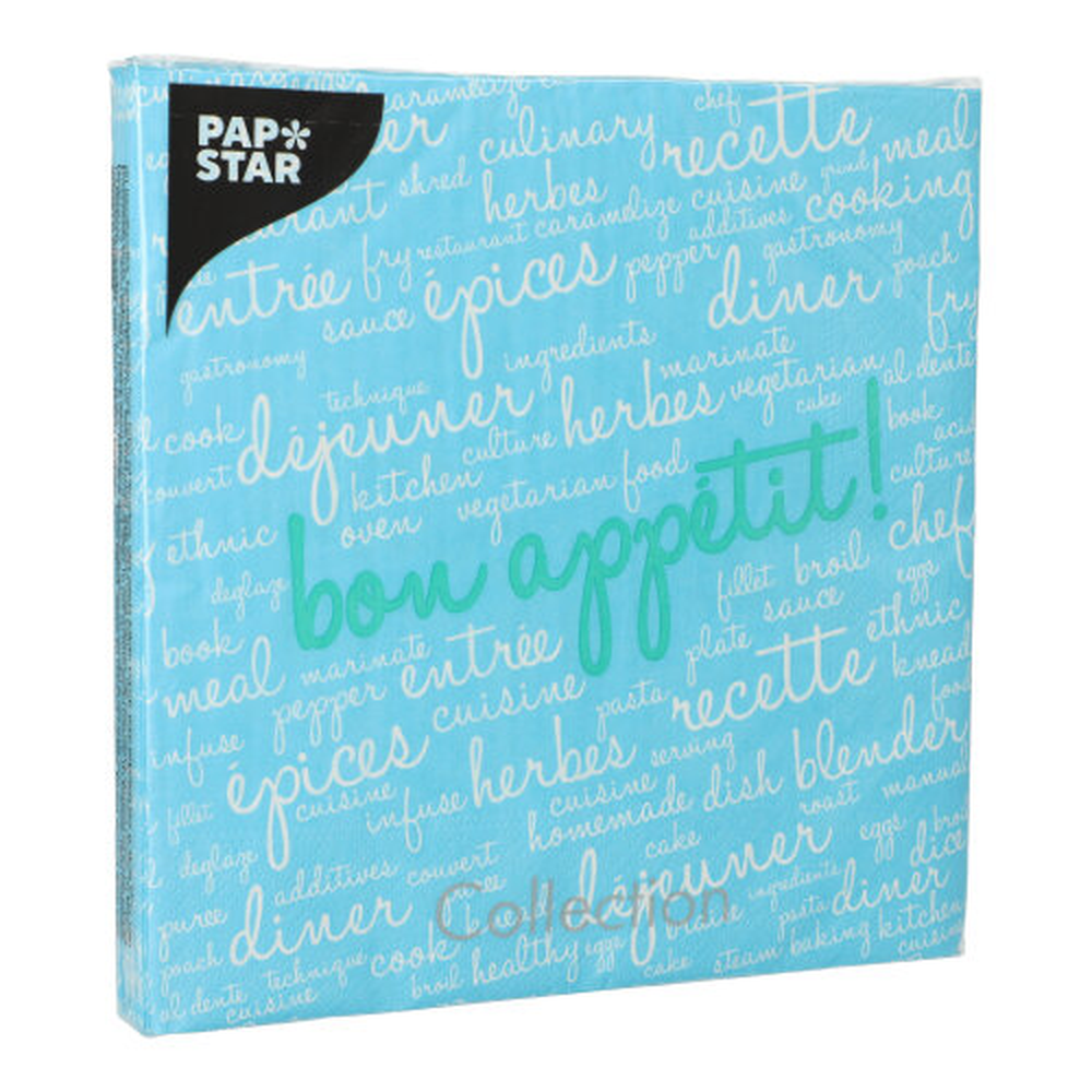 Papstar Servietten, 3-lagig 1/4-Falz 40 cm x 40 cm blau "Table Pleasures"