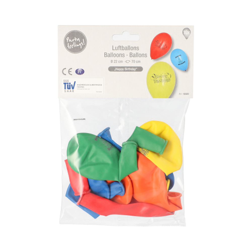 Papstar Luftballons Ø 22 cm farbig sortiert "Happy Birthday"