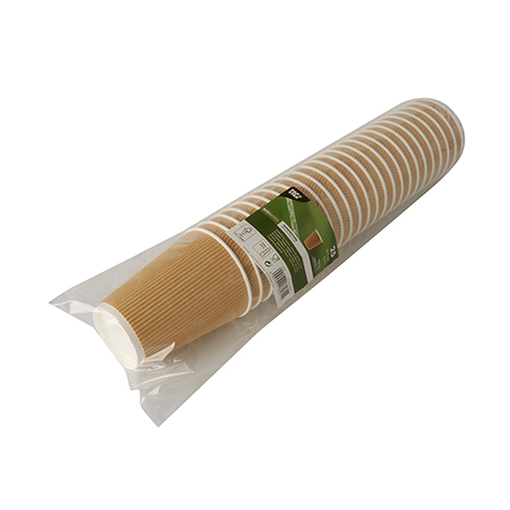 Papstar Trinkbecher, Pappe 0,3 l Ø 9 cm · 11 cm natur Ripple Wall